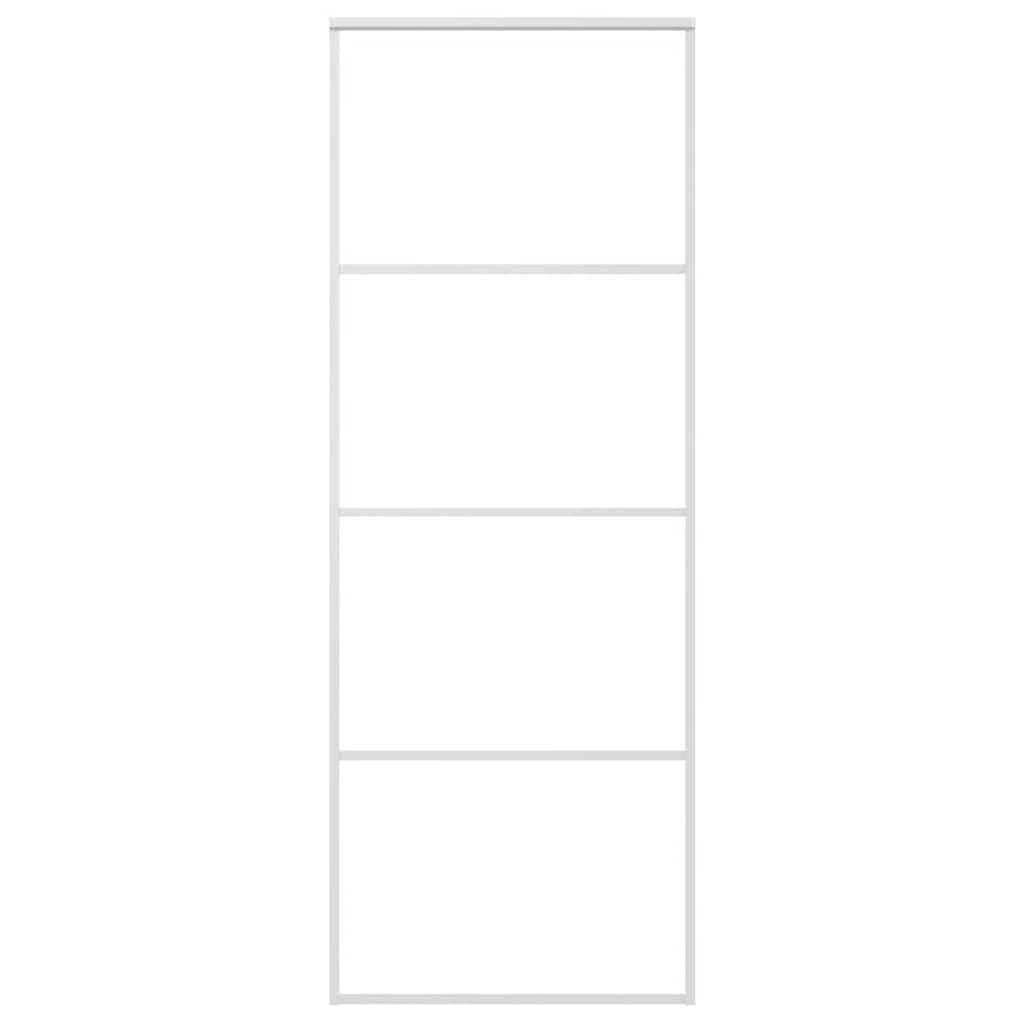 Porta Scorrevole in Vetro ESG e Alluminio 76x205 cm Bianca