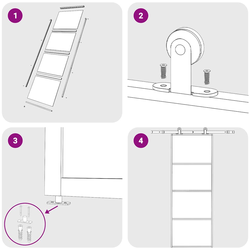 Porta Scorrevole in Vetro ESG e Alluminio 76x205 cm Bianca