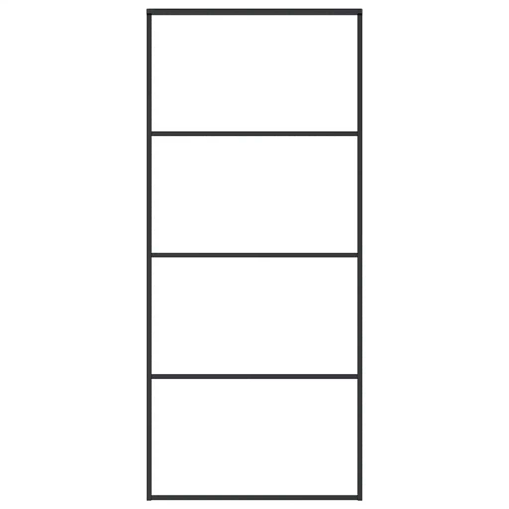 Porta Scorrevole Vetro Smerigliato ESG Alluminio 90x205 cm Nera