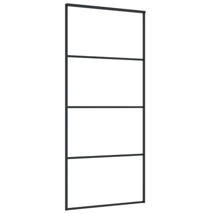 Porta Scorrevole Vetro Smerigliato ESG Alluminio 90x205 cm Nera - homemem39