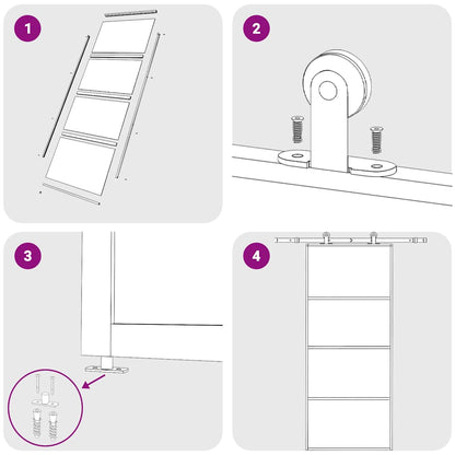 Porta Scorrevole Vetro Smerigliato ESG Alluminio 90x205 cm Nera