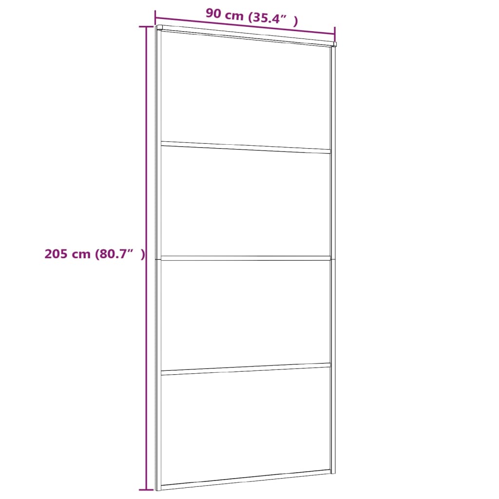 Porta Scorrevole Vetro Smerigliato ESG Alluminio 90x205 cm Nera - homemem39
