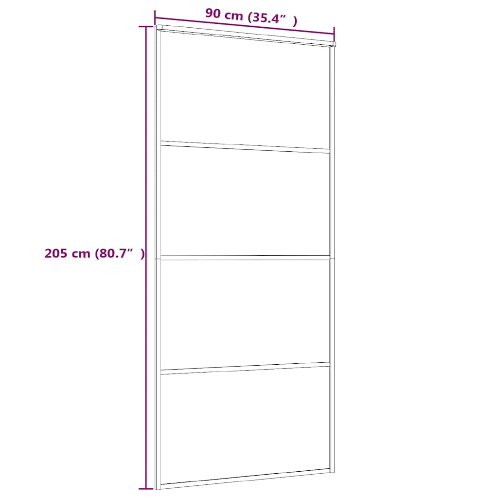 Porta Scorrevole Vetro Smerigliato ESG Alluminio 90x205 cm Nera - homemem39