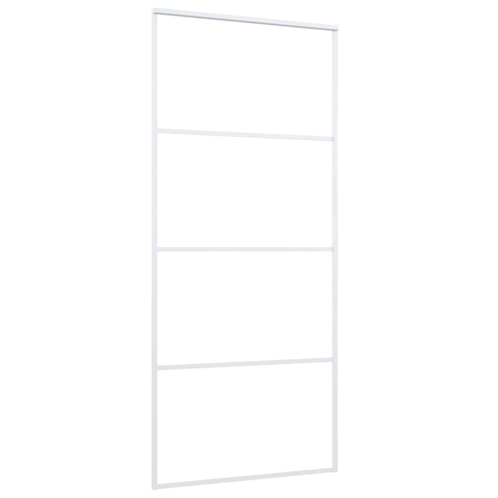 Porta Scorrevole in Vetro ESG e Alluminio 90x205 cm Bianca | homemem39
