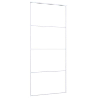 Porta Scorrevole in Vetro ESG e Alluminio 90x205 cm Bianca | homemem39