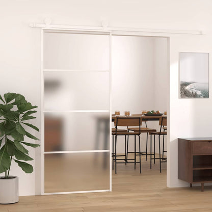 Porta Scorrevole in Vetro ESG e Alluminio 90x205 cm Bianca | homemem39