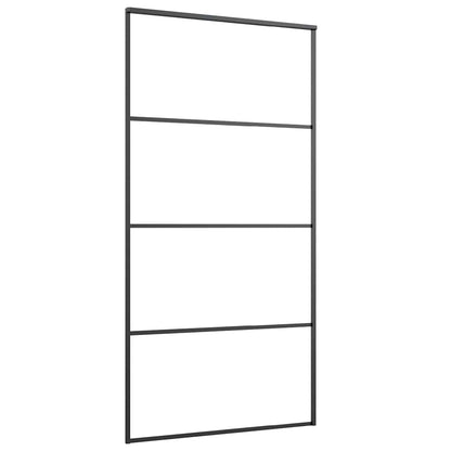 Porta Scorrevole in Vetro ESG e Alluminio 102,5x205 cm Nera | homemem39