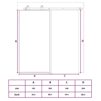 Porta Scorrevole in Vetro ESG e Alluminio 102,5x205 cm Nera - homemem39