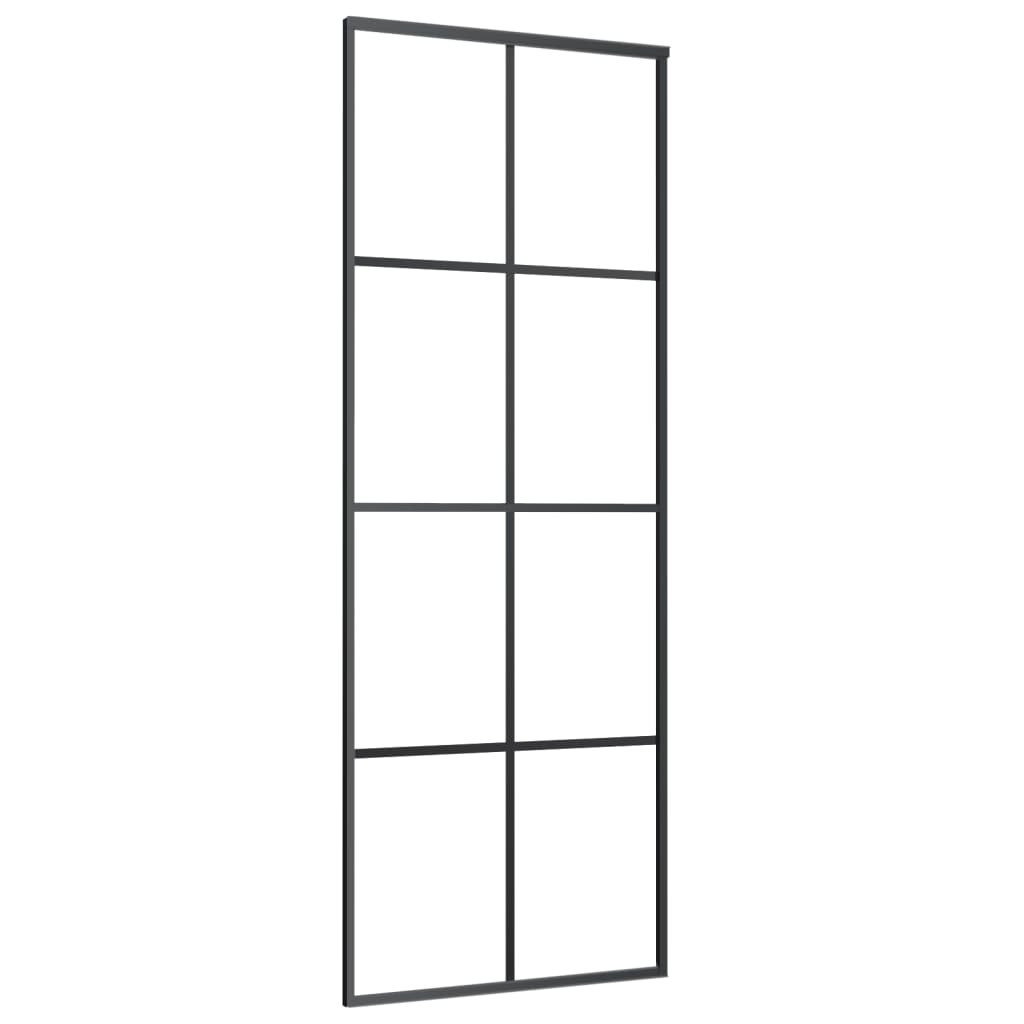 Porta Scorrevole Nera 76x205 cm in Vetro ESG e Alluminio - homemem39