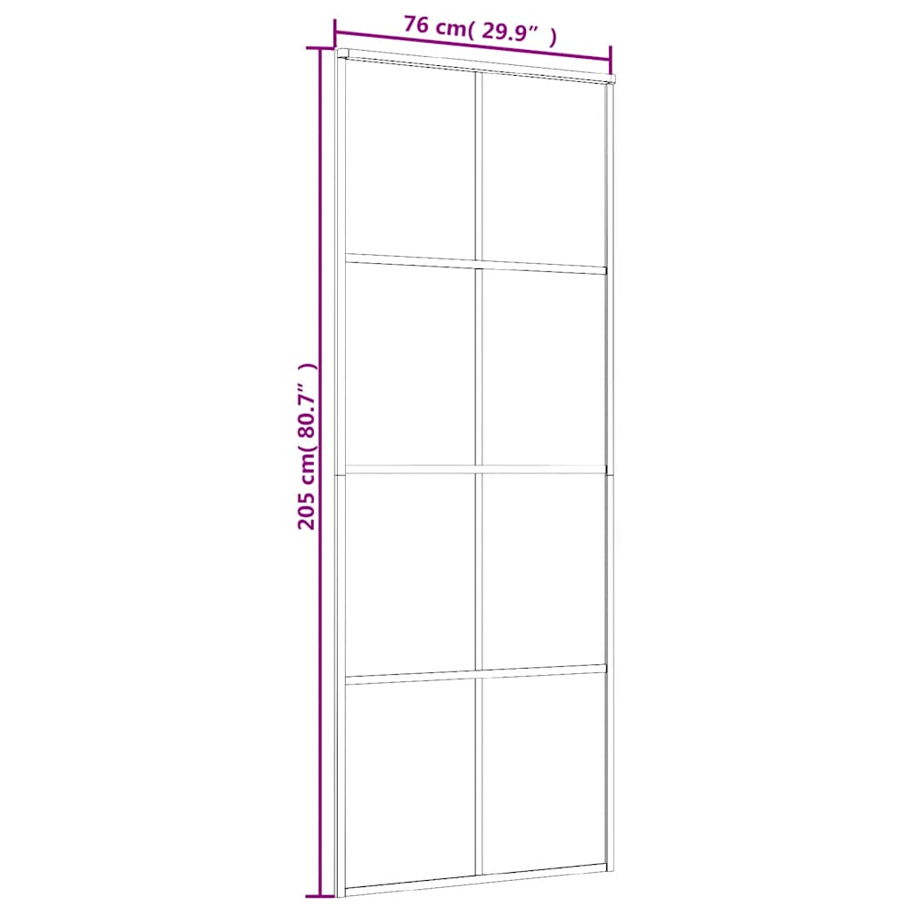 Porta Scorrevole Nera 76x205 cm in Vetro ESG e Alluminio - homemem39