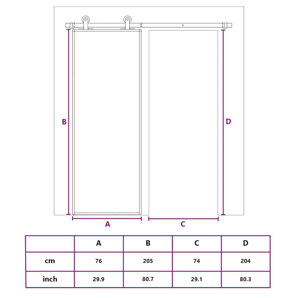 Porta Scorrevole Nera 76x205 cm in Vetro ESG e Alluminio - homemem39