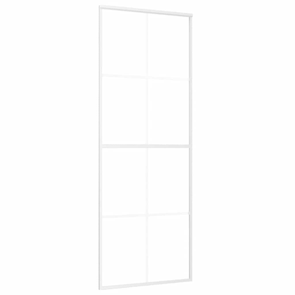 Porta Scorrevole in Vetro ESG e Alluminio 76x205 cm Bianca | homemem39