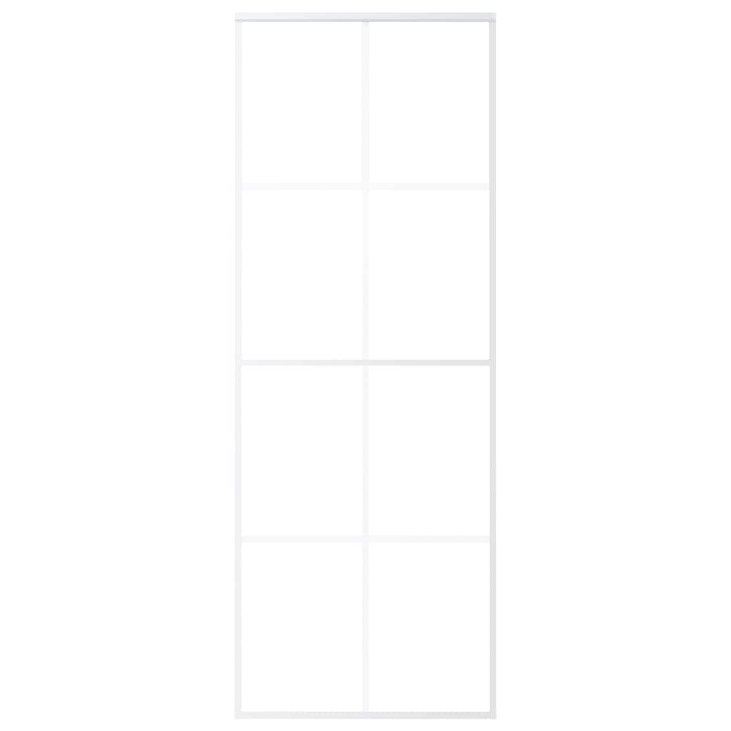 Porta Scorrevole in Vetro ESG e Alluminio 76x205 cm Bianca