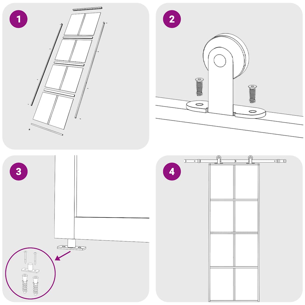 Porta Scorrevole in Vetro ESG e Alluminio 76x205 cm Bianca