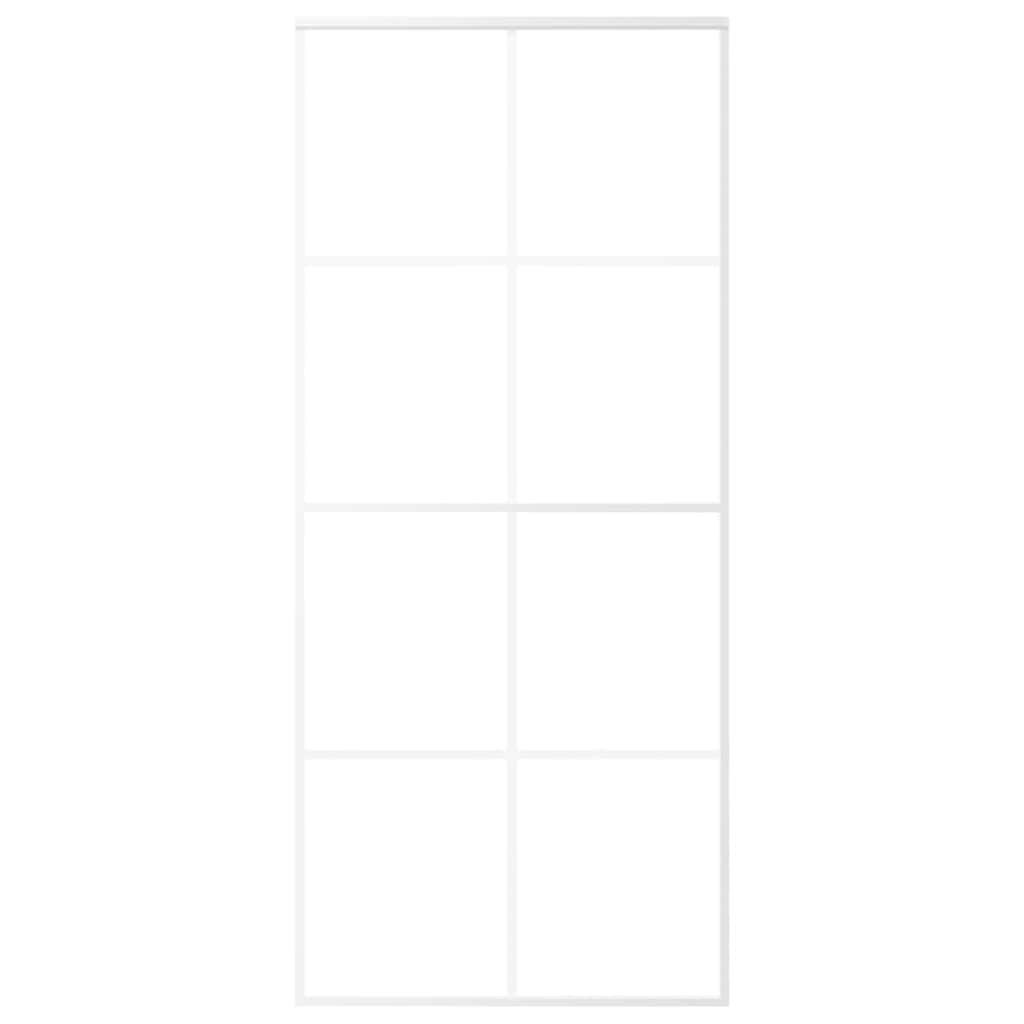 Porta Scorrevole in Vetro ESG e Alluminio 90x205 cm Bianca