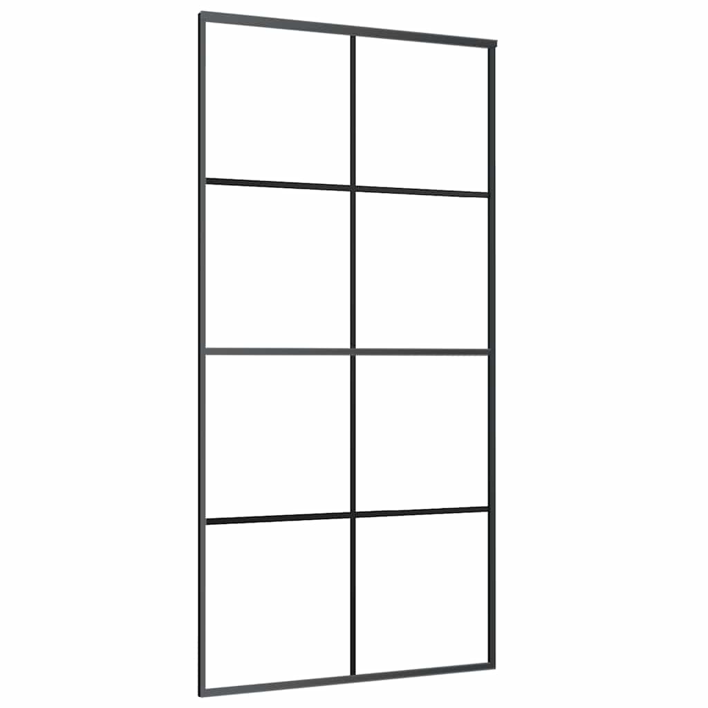 Porta Scorrevole Nera 102,5x205 cm in Vetro ESG e Alluminio | homemem39