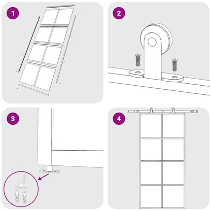 Porta Scorrevole Nera 102,5x205 cm in Vetro ESG e Alluminio | homemem39