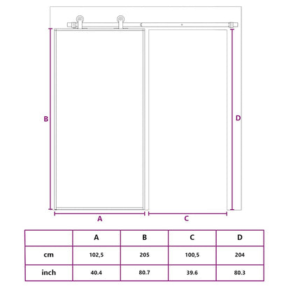 Porta Scorrevole Nera 102,5x205 cm in Vetro ESG e Alluminio | homemem39