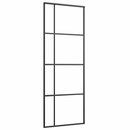 Porta Scorrevole ESG Vetro e Alluminio 76x205 cm Nera - homemem39