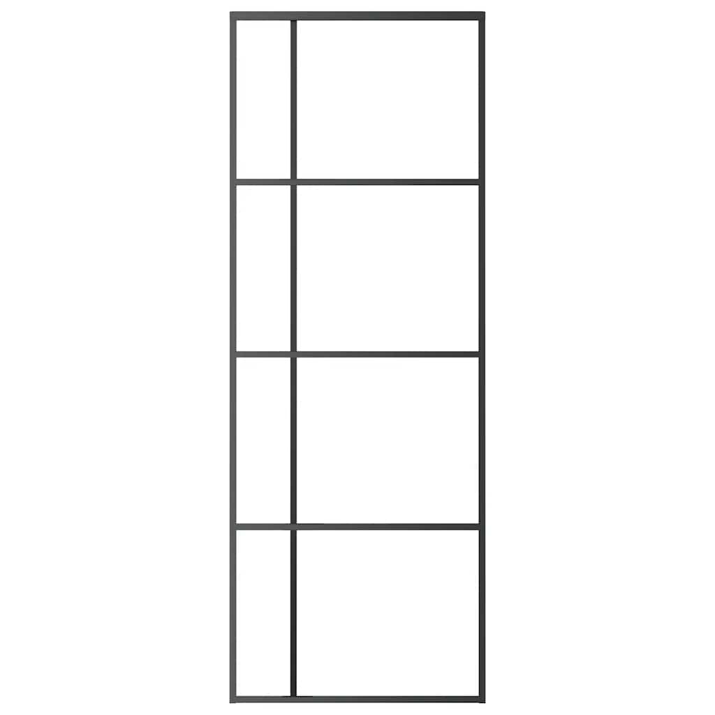 Porta Scorrevole ESG Vetro e Alluminio 76x205 cm Nera