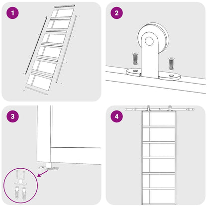 Porta Scorrevole ESG Vetro e Alluminio 76x205 cm Nera