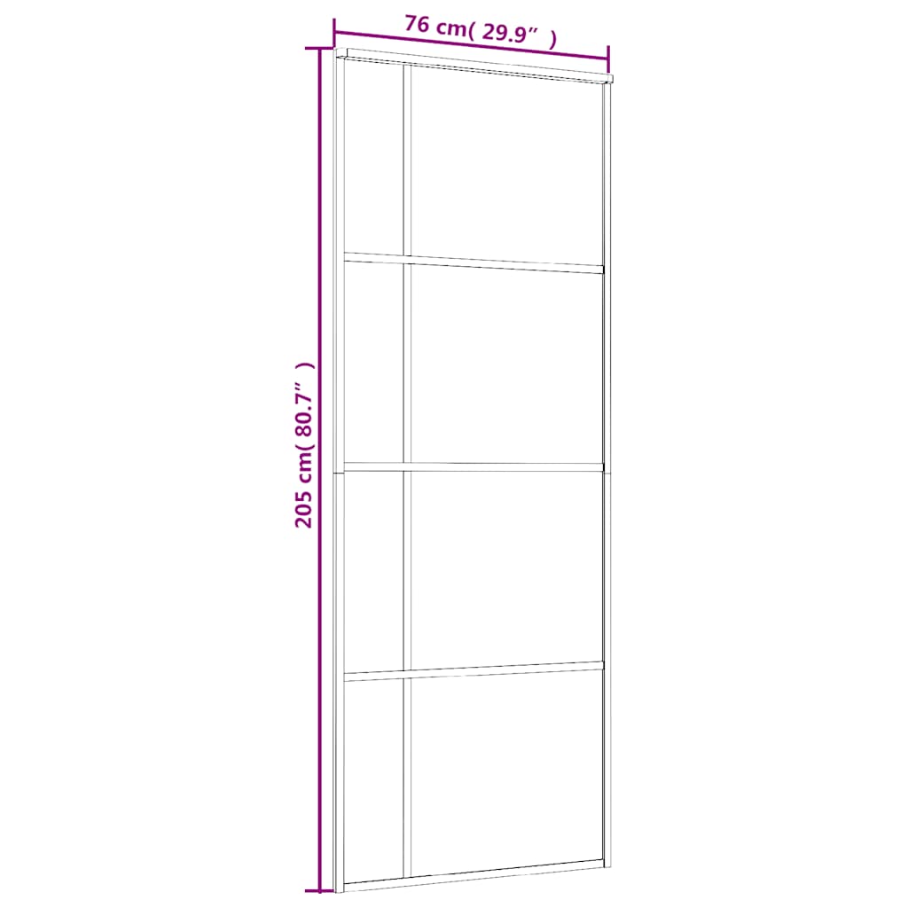 Porta Scorrevole ESG Vetro e Alluminio 76x205 cm Nera - homemem39