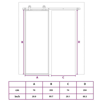 Porta Scorrevole ESG Vetro e Alluminio 76x205 cm Nera - homemem39