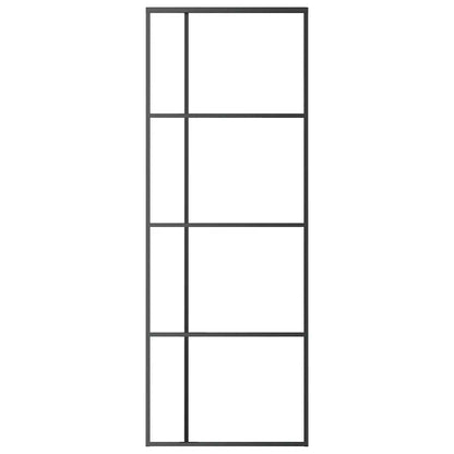 Porta Scorrevole Smerigliato ESG Vetro Alluminio 76x205 cm Nera