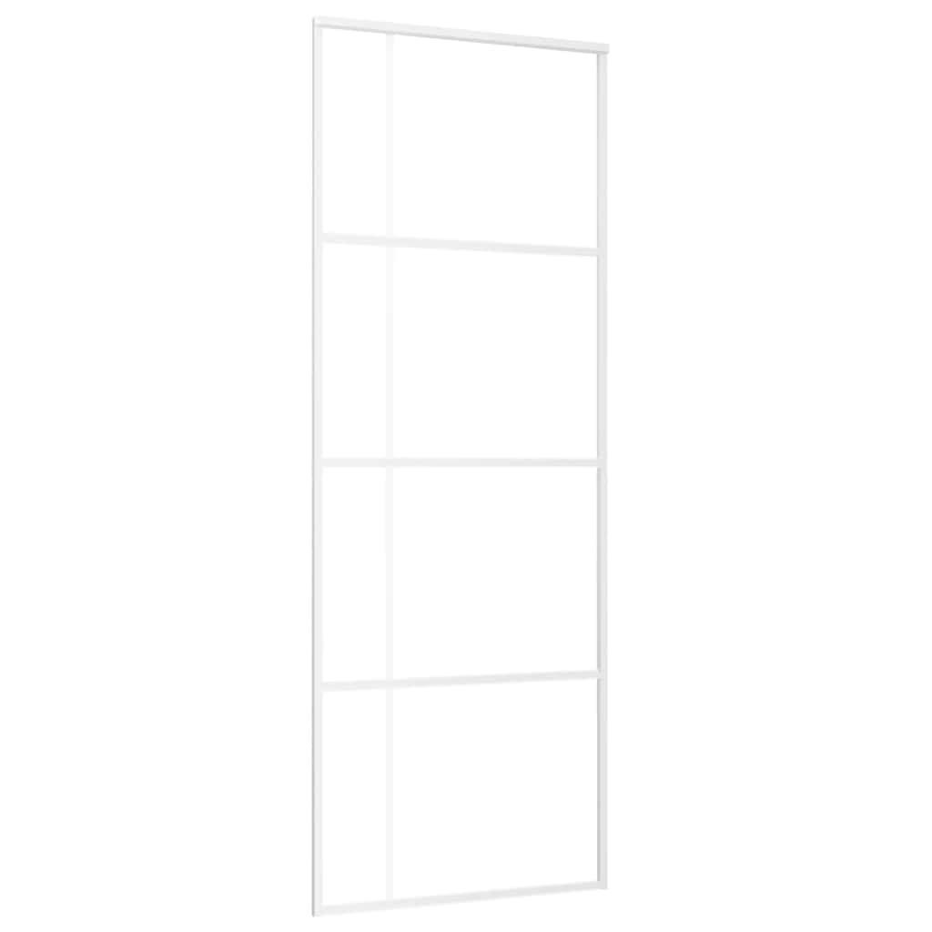Porta Scorrevole ESG Vetro e Alluminio 76x205 cm Bianca | homemem39
