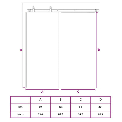 Porta Scorrevole in Vetro ESG e Alluminio 90x205 cm Nera | homemem39
