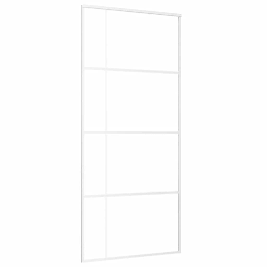Porta Scorrevole in Vetro ESG e Alluminio 90x205 cm Bianca | homemem39
