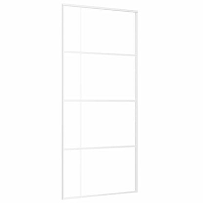 Porta Scorrevole in Vetro ESG e Alluminio 90x205 cm Bianca | homemem39