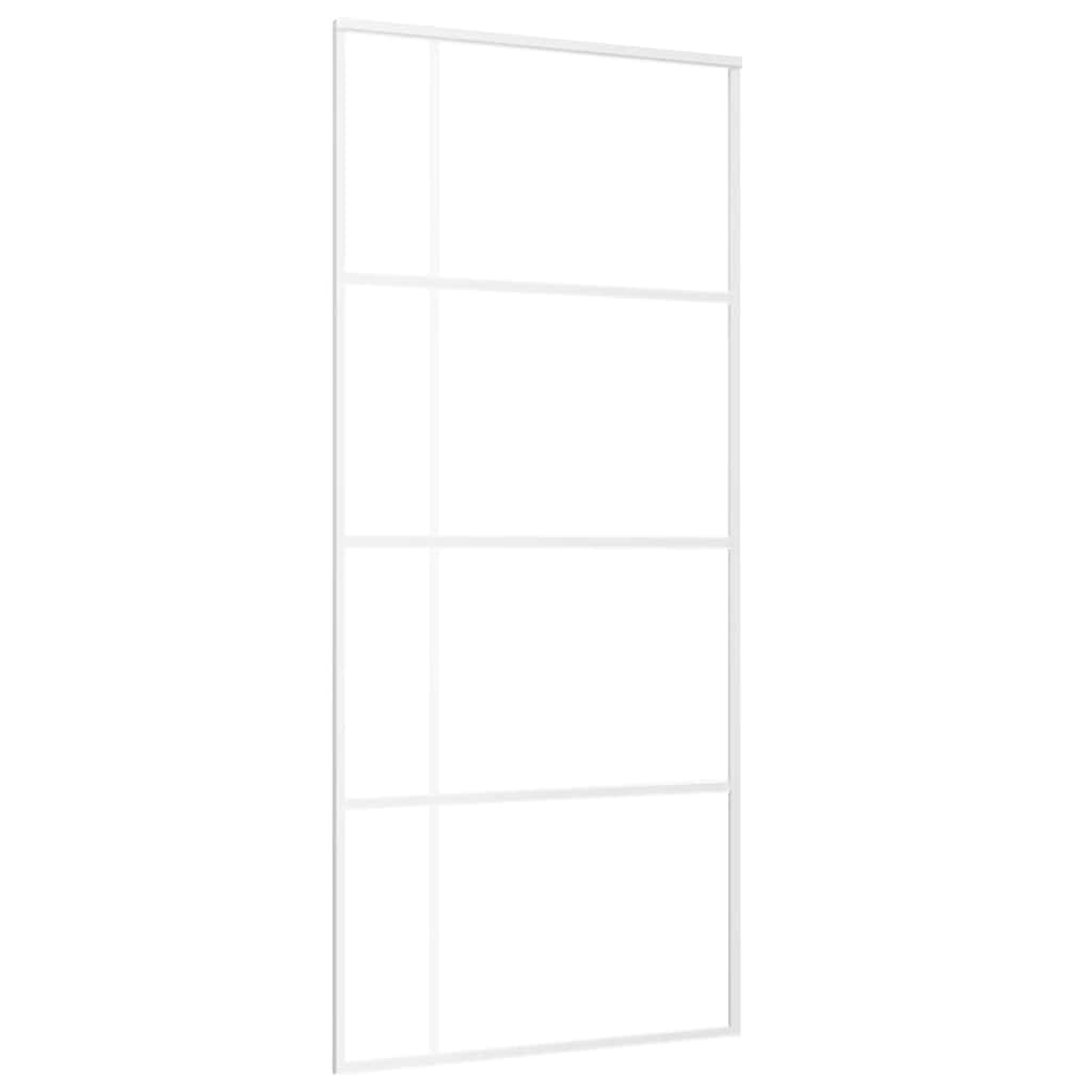 Porta Scorrevole in Vetro ESG e Alluminio 90x205 cm Bianca | homemem39
