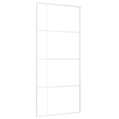 Porta Scorrevole in Vetro ESG e Alluminio 90x205 cm Bianca | homemem39
