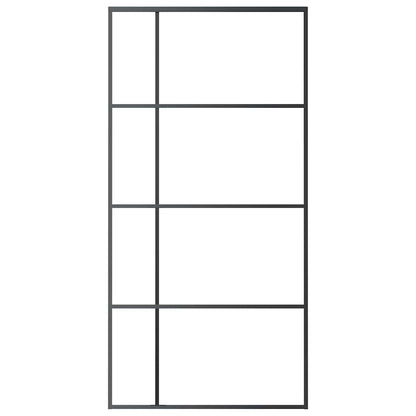 Porta Scorrevole in Vetro ESG e Alluminio 102,5x205 cm Nera | homemem39