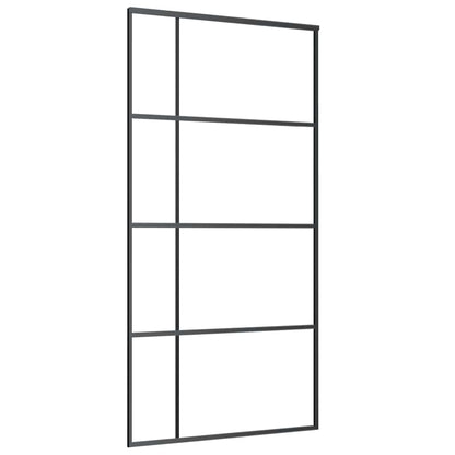 Porta Scorrevole in Vetro ESG e Alluminio 102,5x205 cm Nera | homemem39