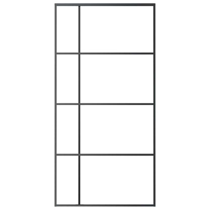 Porta Scorrevole in Vetro ESG e Alluminio 102,5x205 cm Nera | homemem39