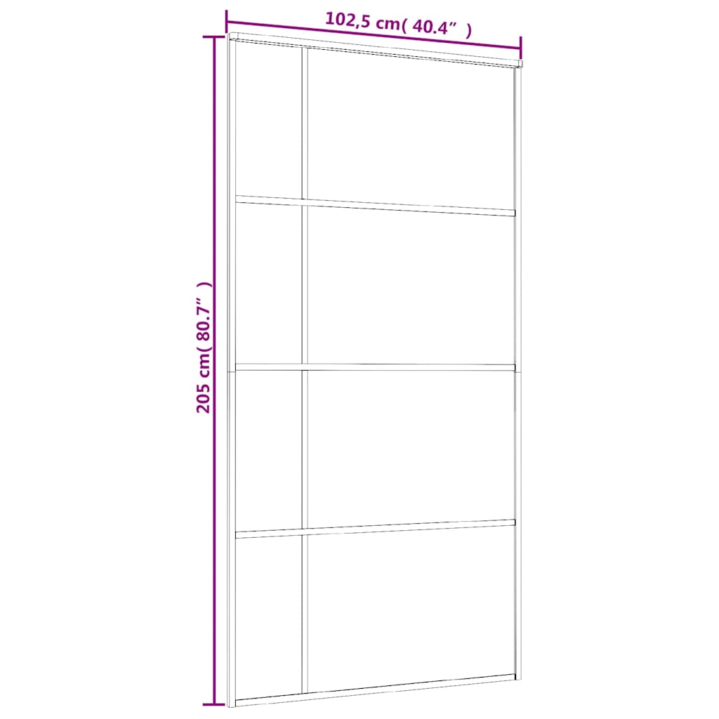 Porta Scorrevole in Vetro ESG e Alluminio 102,5x205 cm Nera | homemem39
