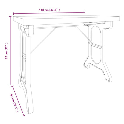 Tavolo da Pranzo 110x65x82cm in Legno Massello di Abete e Ferro - homemem39