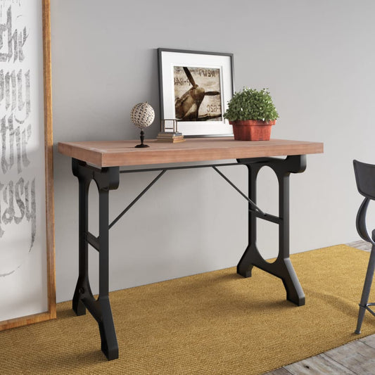 Tavolo da Pranzo 110x65x82cm in Legno Massello di Abete e Ferro - homemem39