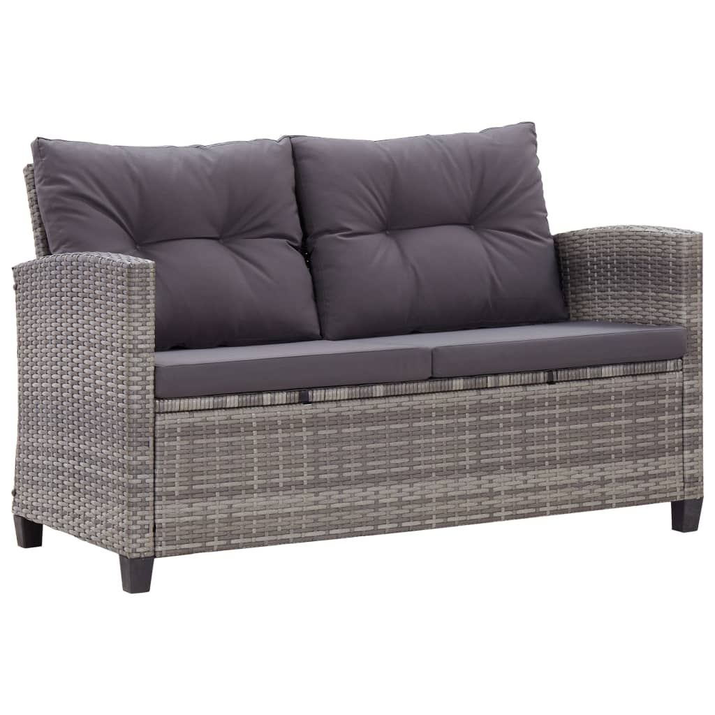 Set da Pranzo da Giardino 3 pz con Cuscini Grigio in Polyrattan | homemem39