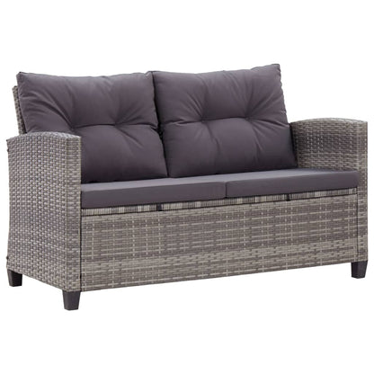 Set da Pranzo da Giardino 3 pz con Cuscini Grigio in Polyrattan | homemem39