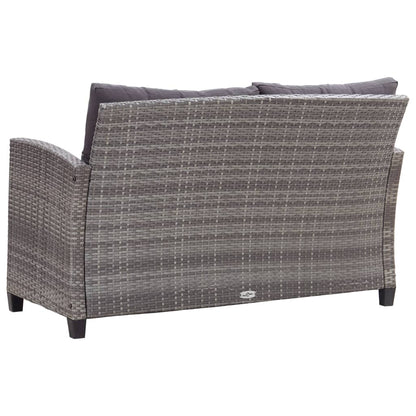 Set da Pranzo da Giardino 3 pz con Cuscini Grigio in Polyrattan | homemem39