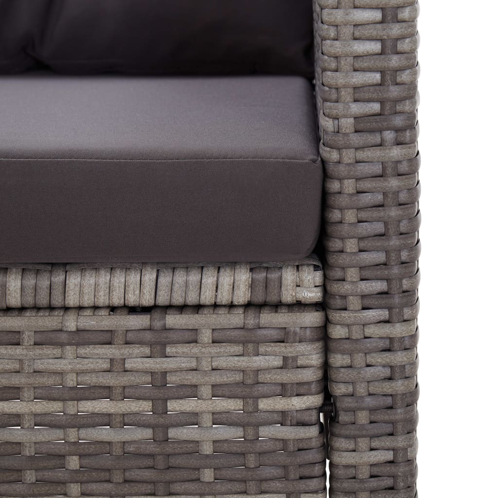 Set da Pranzo da Giardino 3 pz con Cuscini Grigio in Polyrattan | homemem39