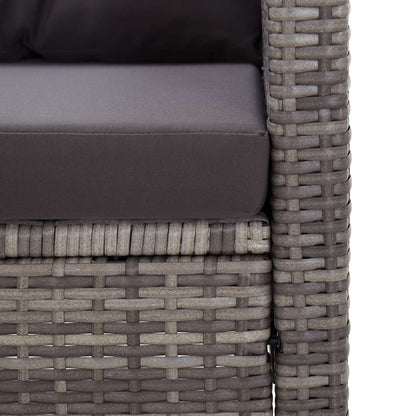 Set da Pranzo da Giardino 3 pz con Cuscini Grigio in Polyrattan | homemem39