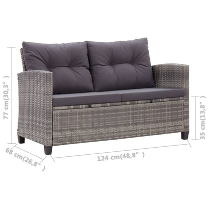 Set da Pranzo da Giardino 3 pz con Cuscini Grigio in Polyrattan | homemem39