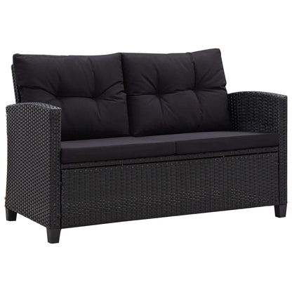 Set da Pranzo da Giardino 3 pz con Cuscini Nero in Polyrattan | homemem39