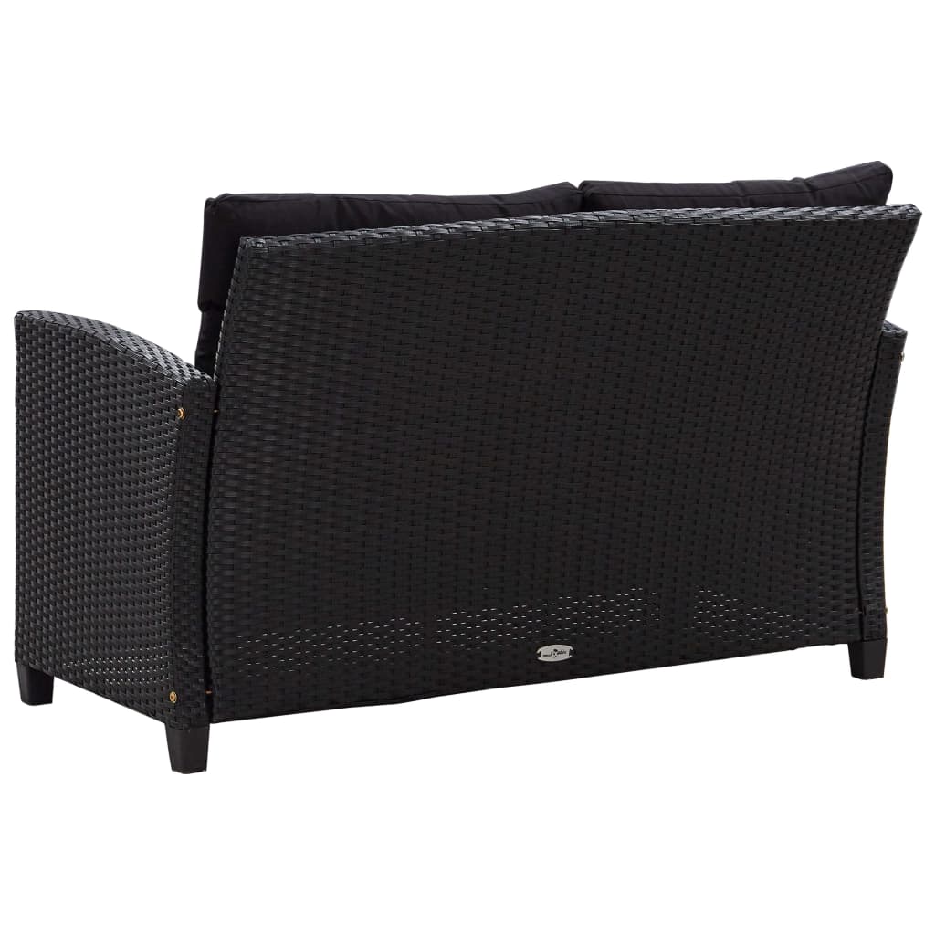 Set da Pranzo da Giardino 3 pz con Cuscini Nero in Polyrattan | homemem39