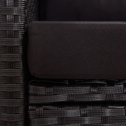 Set da Pranzo da Giardino 3 pz con Cuscini Nero in Polyrattan | homemem39