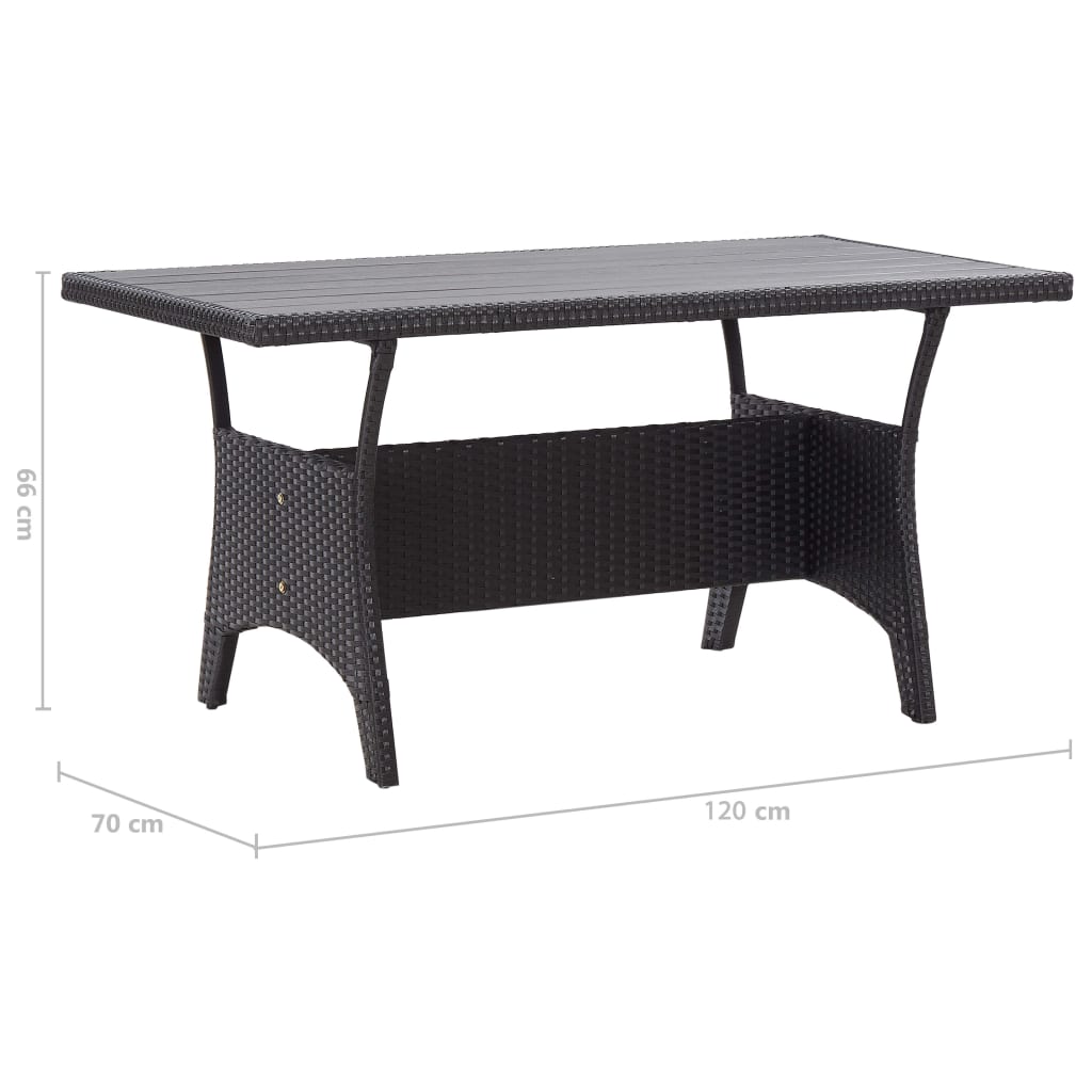 Set da Pranzo da Giardino 3 pz con Cuscini Nero in Polyrattan - homemem39